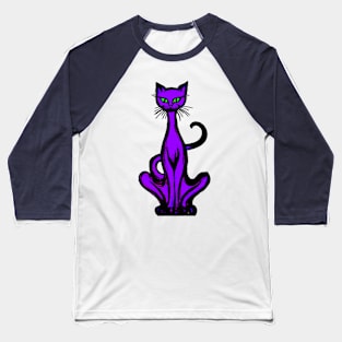 Retro 1970's Funky Groovy Purple Jazz Cat Cartoon Baseball T-Shirt